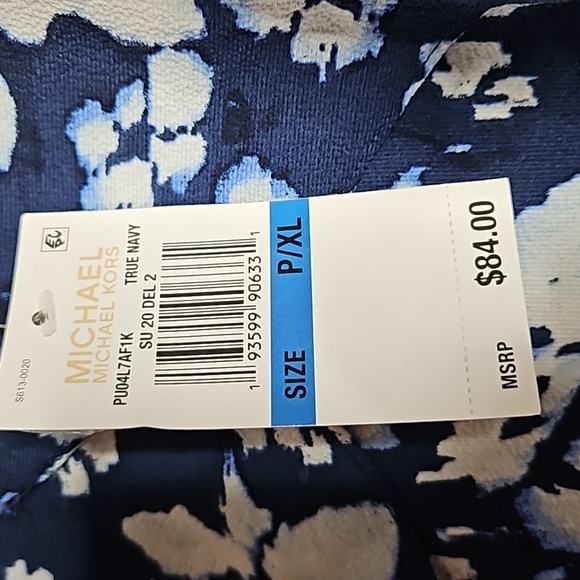 MICHEAL KORS COLD SHOULDER BLOUSE IN NAVY & WHITE SIZE PXL - Picture 5 of 8